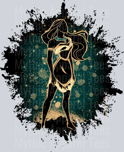 Pocahontas Disney Princess Dark Silhouette Color Splash Crystal Ball Vision