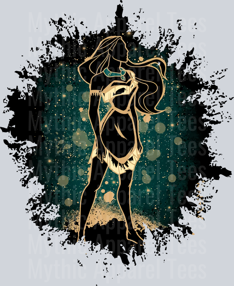 Pocahontas Disney Princess Dark Silhouette Color Splash Crystal Ball Vision