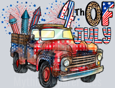 4th Of July Truck DTF Patriotic Transfers