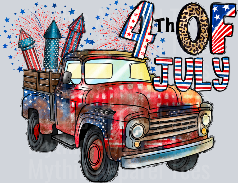 4th Of July Truck DTF Patriotic Transfers