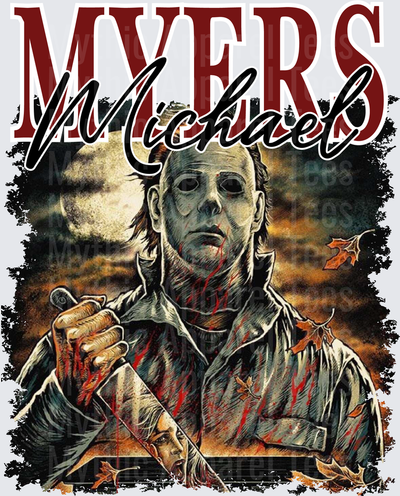 Michael Myers Halloween Horror Bloody Knife Moonlit Sky Vintage Graphic