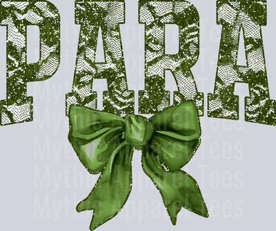 Olive Green Lace Para St Patrick's Day College Font Floral and shamrock pattern