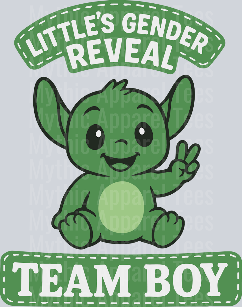 Littles Gender Reveal Team Boy Lilo and Stitch DTF Gender Reveal Transfers