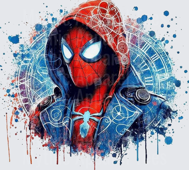 Marvel Super Heroes Spider-Man Hooded Watercolor Splatter Art