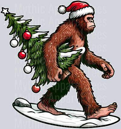 43 Bigfoot Santa Christmas Tree Xmas Sasquatch T-Shirt