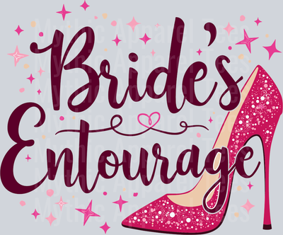 Brides Entourage pink slipper with shimmers DTF Bridesmaid Transfers