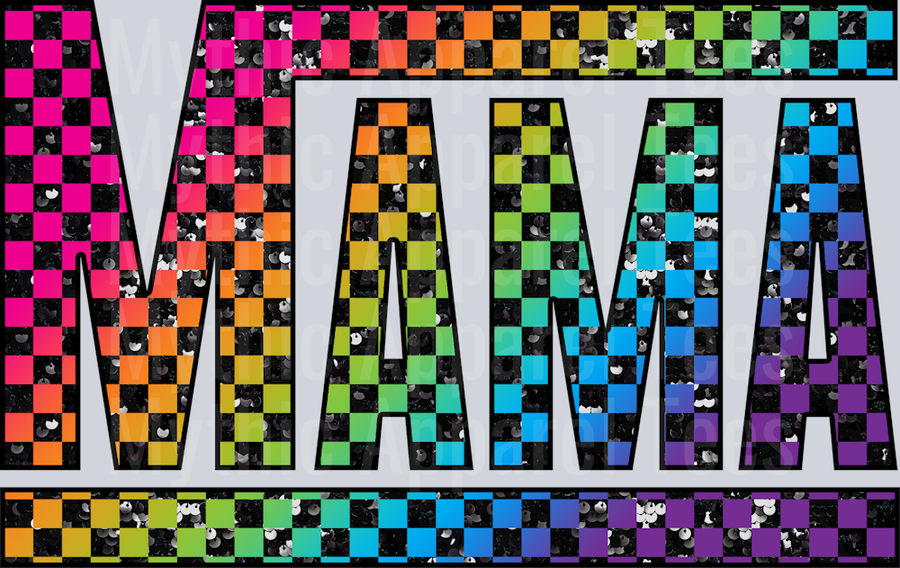Sequin Rainbow Checkered Mama
