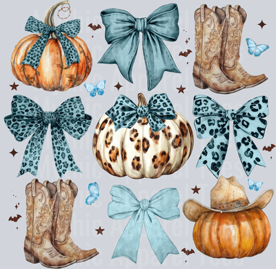 Leopard Pumpkin Bow and boots DTF Fall Transfers