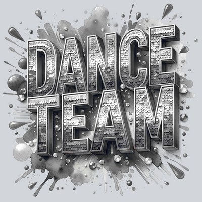 Dance Team Sequins Transfers, Dance Team Transfers, DTF Transfers, Sparkly Style, Gray