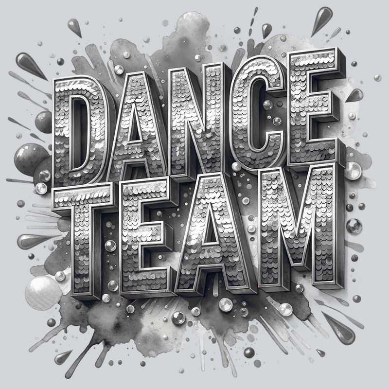 Dance Team Sequins Transfers, Dance Team Transfers, DTF Transfers, Sparkly Style, Gray
